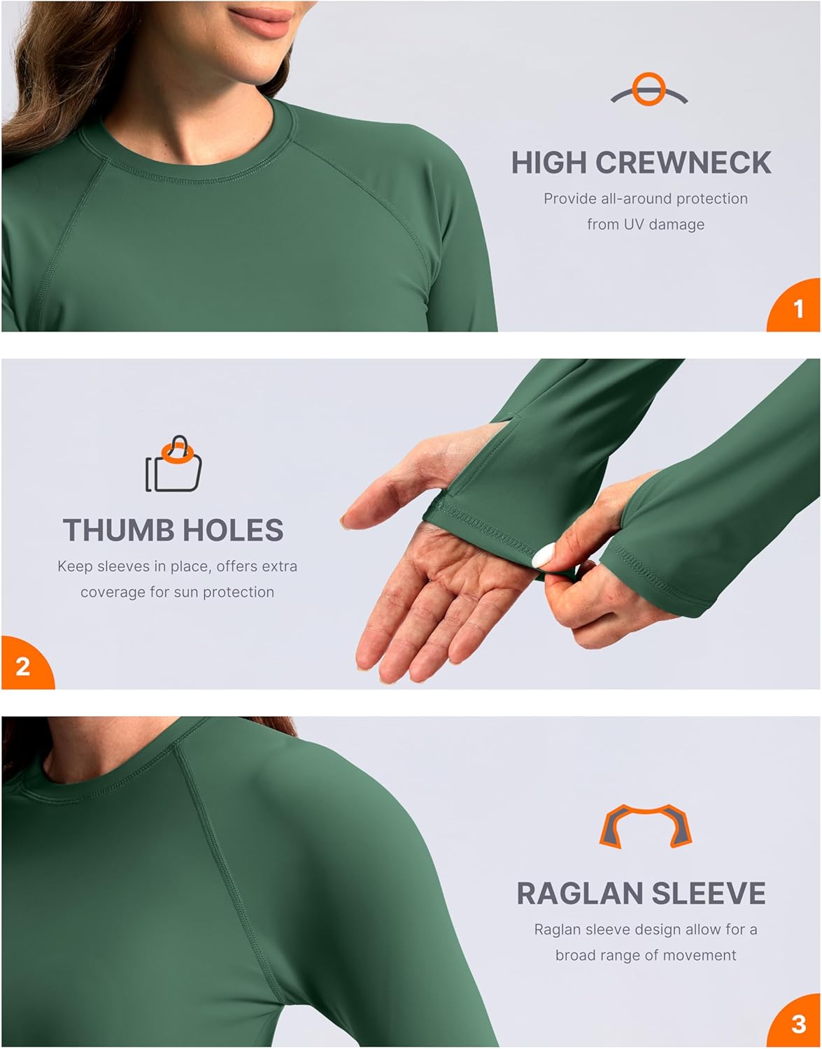 Soothfeel Rash Guard for Women Long Sleeve Crop UPF 50+ Sun Protection Swim Shirts Quick Dry Bathing Suits Swimsuit Tops Only