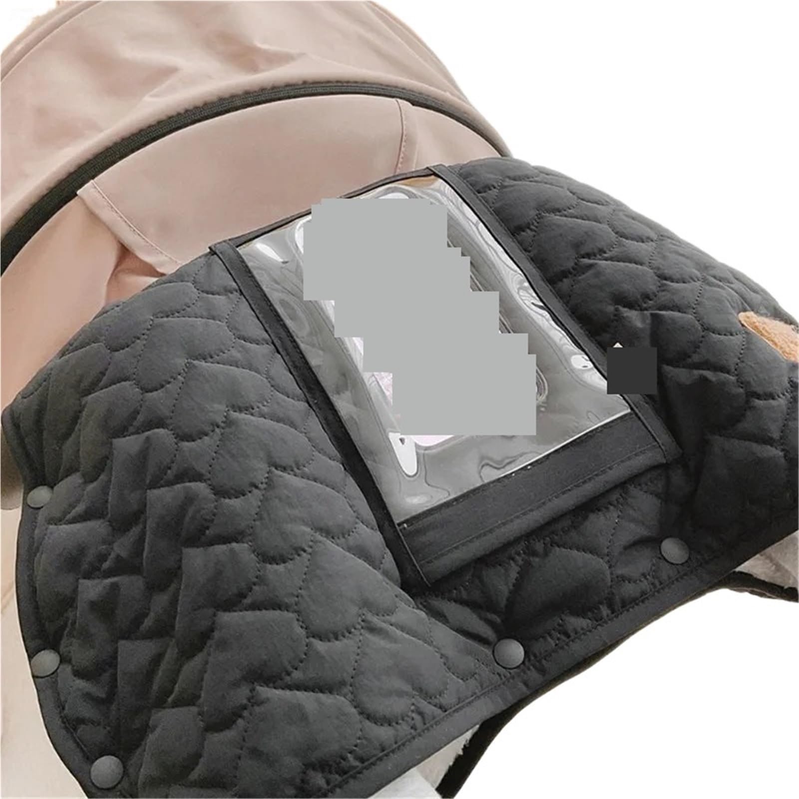 Guanti Passeggino Guanti invernali caldi for passeggino, impermeabili, accessori for carrozzina, guanto in pelliccia e pile con tasca(Black)