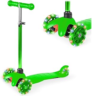 Best Choice Products Kids Mini Kick Scooter Toy w/Light-Up Wheels, Height Adjustable T-Bar, Foot Break - Green