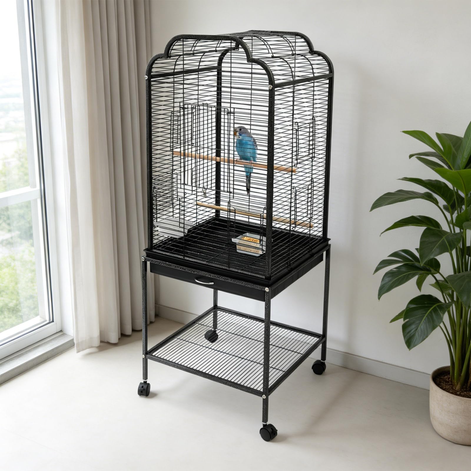 Vogelkäfig Vogelspielzeug Großer Vogelhaus 48x46x134cm | Vogelvoliere Metall Vogelbauer Käfig Vogel Wellensittichkäfig, Käfigspielzeug für Nymphensittiche, Finken, Papageien-Käfig