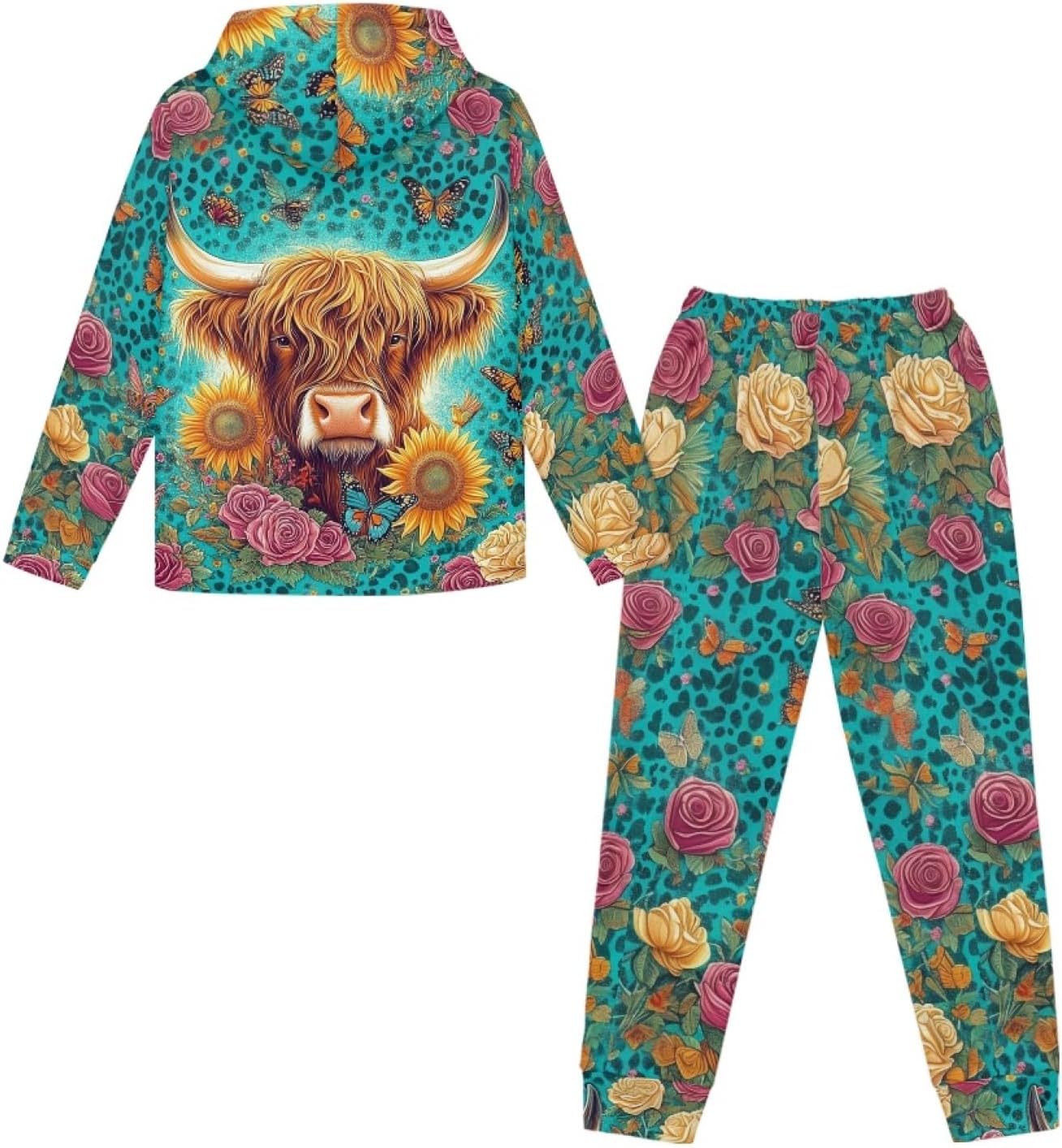 2 Pcs Hoodie Jogger Set for Girls 4-12 Long Sleeve Sweatsuit Set Lightweight Athletic Hoodie Sweatshirt Outfit