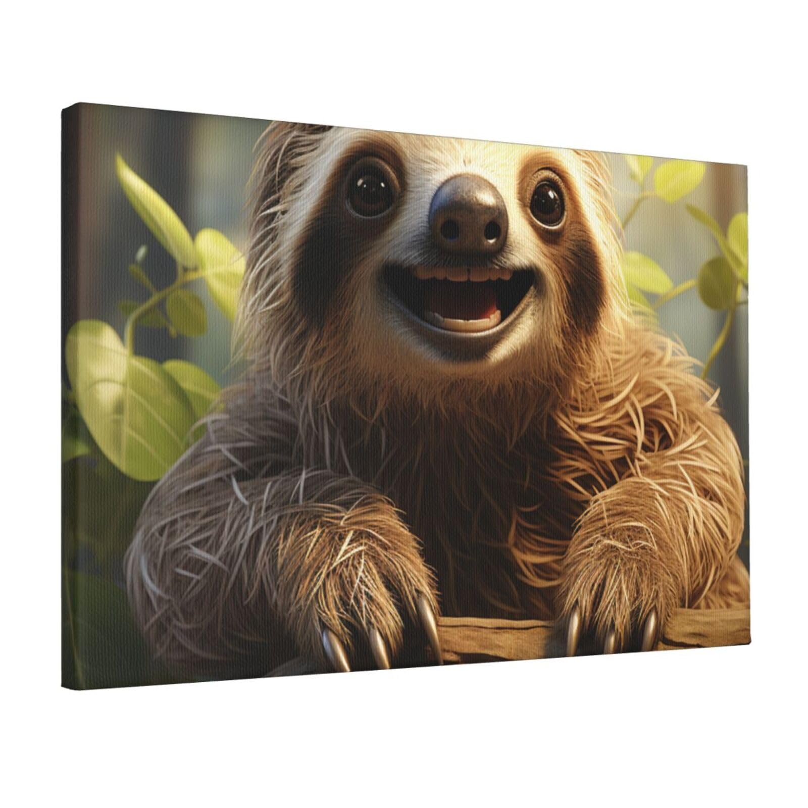 KLOPH Cartoon sloth Canvas Wall Art for Living Room 12"x18" Modern Artwork Painting for Bathroom Hanging Canvas Prints Aesthetic Wallart for Bedroom Kitchen Office Wall Decor