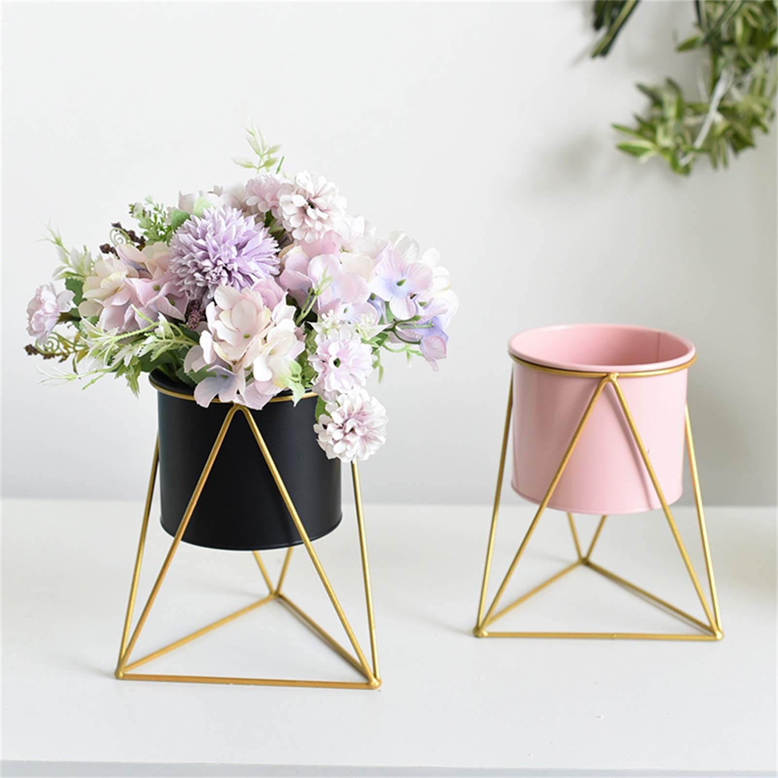 ANBOX Blumentöpfe, Bodenständig Zuhause Büro Blumenkasten Stilvoll Nordischer Stil Eisen Art Blumentöpfe (Farbe : Pink-Large)