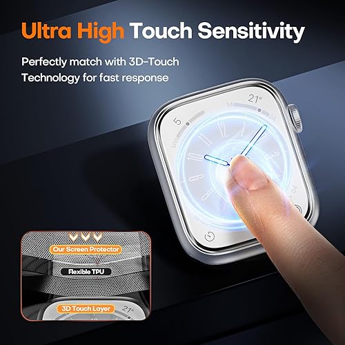 Miniatura 4 de TOCOL Paquete de 6 protectores de pantalla para Apple Watch SE (2 generación)654 de 1.575 pulgadas, resistente a los arañazos, HD, transparente,