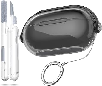 RFUNGUANGO [Upgraded Security Lock] for Beats Solo Buds 2024 Protective Case, Transparent TPU Protective Case, Compatible with Beats Solo Buds Charging Case with Cleaning Kit and Keychain -Black