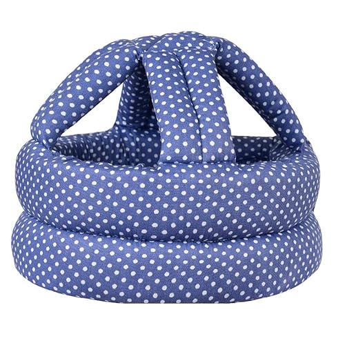 TORASO Casco de bebé, casco de bebé para gatear, protector de cabeza suave para niños pequeños que aprenden a caminar, puntos azules (1)
