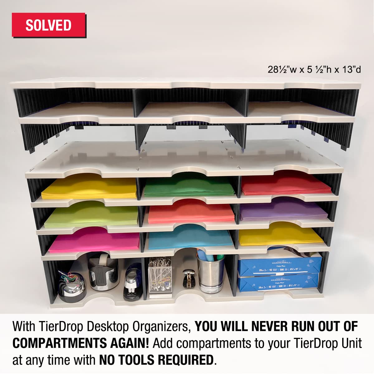 Ultimate Office TierDrop Literatur-Organizer/Formular-Sortierer, 6-Fächer-Add-On (für jede 3-breite Ebenen-Einheit), Grau mit Schwarz