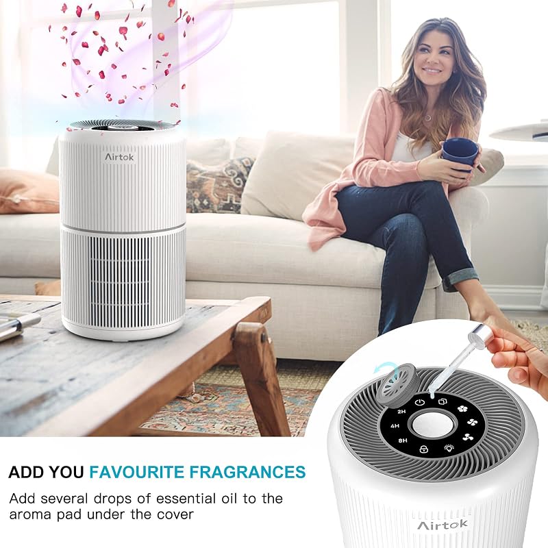 2 Pack Air Purifier for Home Bedroom with H13 True HEPA Filter for Smoke, Smokers, Dust, Odors, Pollen, Pet Dander | Quiet 99.9% Removal to 0.1 Microns | White Available for California image 2