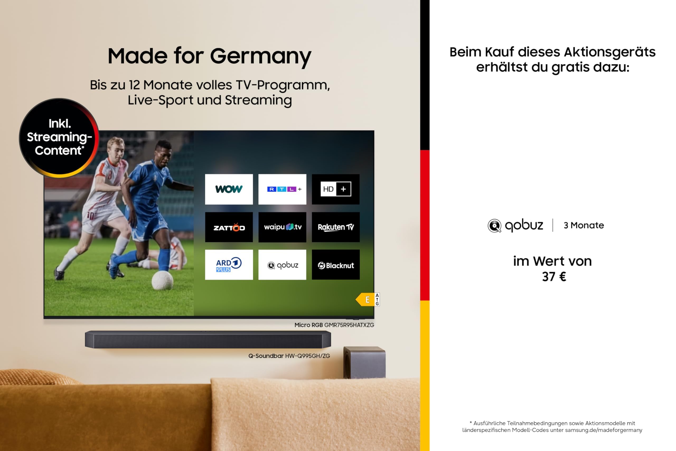 Samsung HW-Q810GH Q-Series 5.1.2 canali Surround bar per TV, subwoofer wireless da 8", senza fili, Dolby Atmos per la migliore esperienza audio, SpaceFit Sound Pro, Q-Symphony, Google Home & Alexa