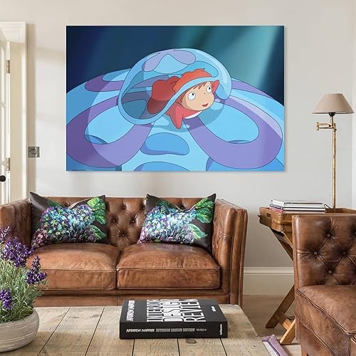 Miniatura 3 de Ponyo on The Cliff - Pósteres estéticos kawaii de películas de anime, decoración de dormitorio infantil (2) pinturas artísticas en lienzo,