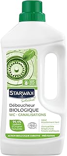 STARWAX SOLUVERT Déboucheur 3 en 1 aux Enzymes pour Canalisations - 1L - Idéal pour Déboucher les Eviers, Lavabos, Douches, Baignoires - Ecocert