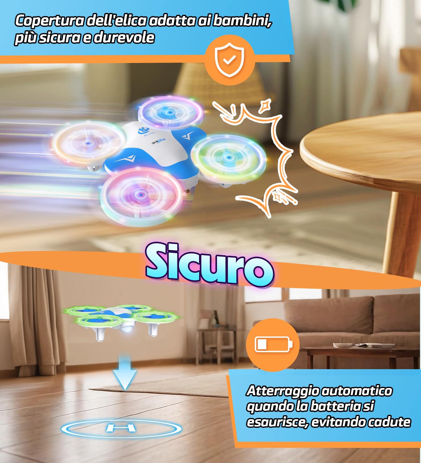 Korffe Mini Drone per Bambini Giocattoli da 6 7 8 9 10+ Anni Ragazzi, RC Aereo Giocattolo Drone per Bambini e Principianti con Luci LED Regali per Interni ed Esterni per Ragazzi e Ragazze