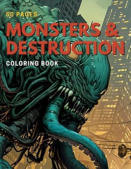 50 Monsters & Destruction Coloring Book