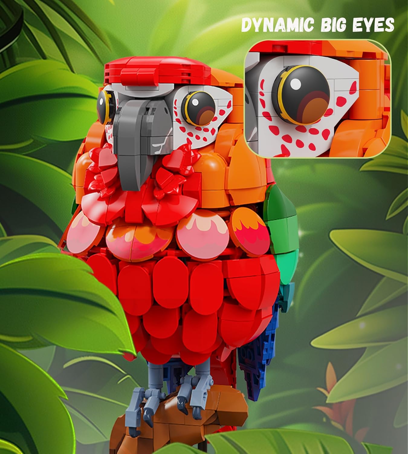 Speakable Parrot Building Set, Creator Animals Bird Building Block Set for Home and Office Art Decor Ideas Gifts Toys for Adults and Teens Age 14+