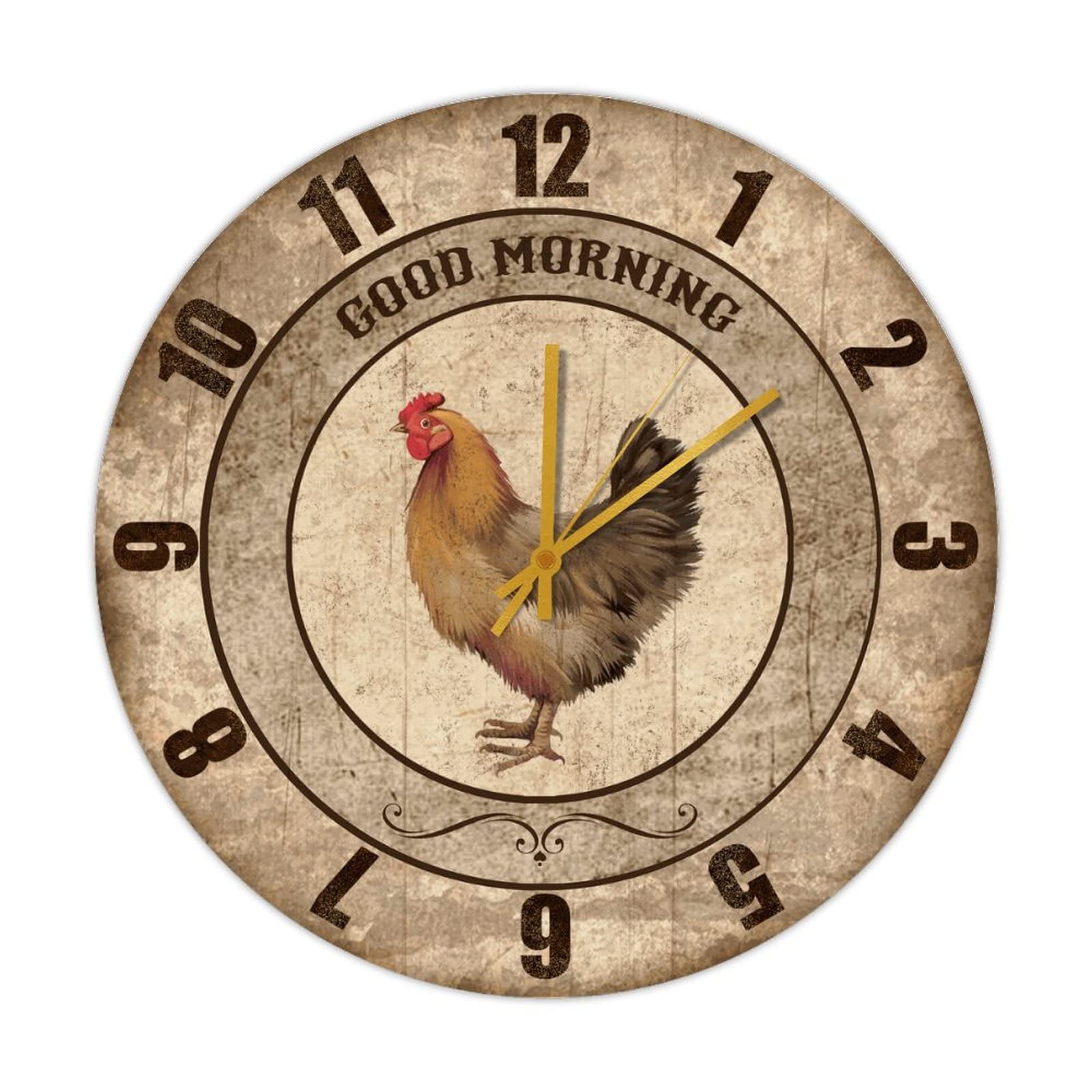 Horloge à quartz bois coq de ferme rétro, une idée cadeau idéale pour crémaillère