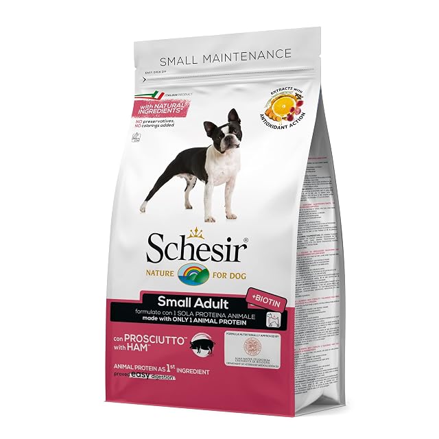 Foto 3 de 3 de Schesir, Small Adult, Alimento Seco para Perros De Pequeño Tamaño, Completo Y Equilibrado, con Jamón