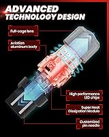 Vista 5 de LASFIT Bombillas LED L2 7440 7443 de luz de freno roja, luces traseras, súper brillantes T20 7441 7444 W21W reemplazo para luces traseras de parada