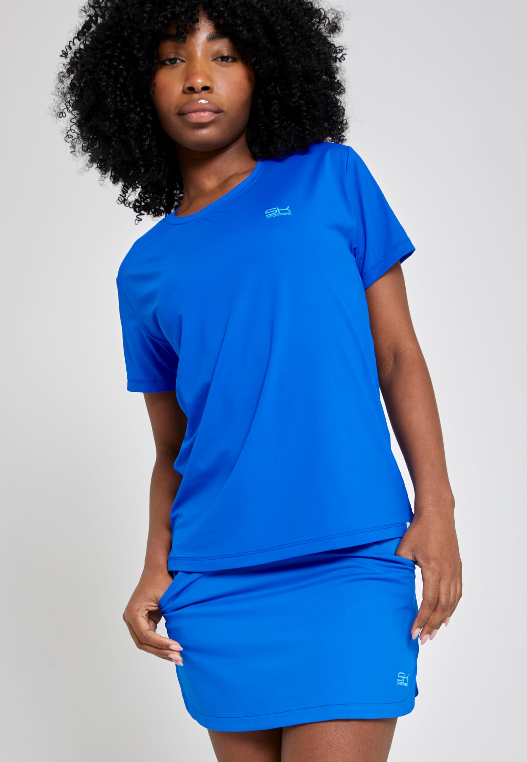 Sportkind Mädchen & Damen Tennis, Padel, Fitness, Sport T-Shirt Loose Fit Kurzarm, atmungsaktiv, UV-Schutz UPF 50+