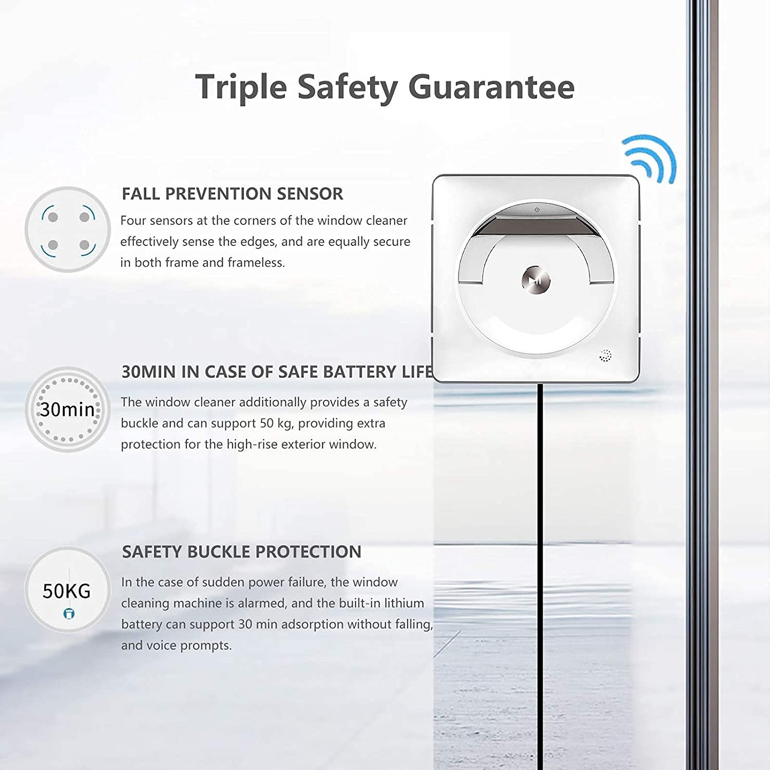 Window Cleaner Household Smart Window Cleaner Smart Glass Cleaner with Edge Detection Function for Outdoor/Indoor Windows Ceiling