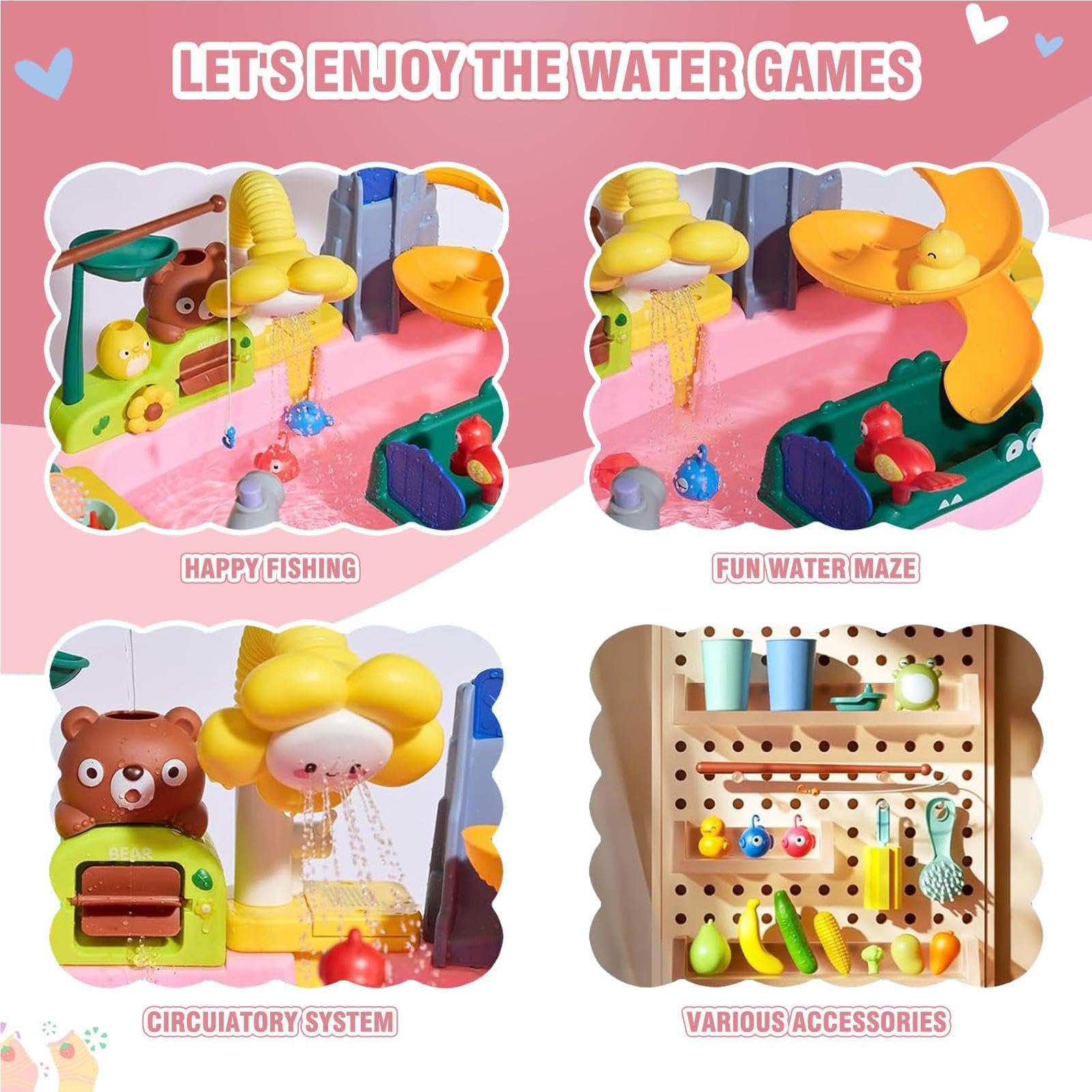 Kids Play Sink - Rotating Faucet, Pretend Kitchen Washing Toy Set Storage | Children Washing Sink - Water Circulation Toy for Role Play | ABS Resin for Kitchen Cleaning Activity with Rotating Tap