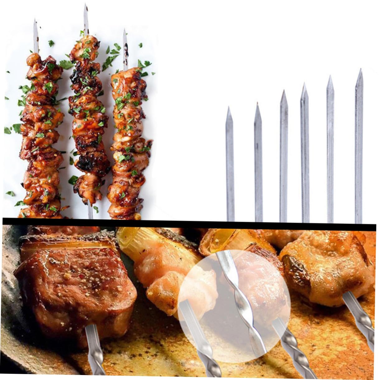 Spiedini Barbecue in Acciaio Inox, 50 Pezzi, Barra Larga