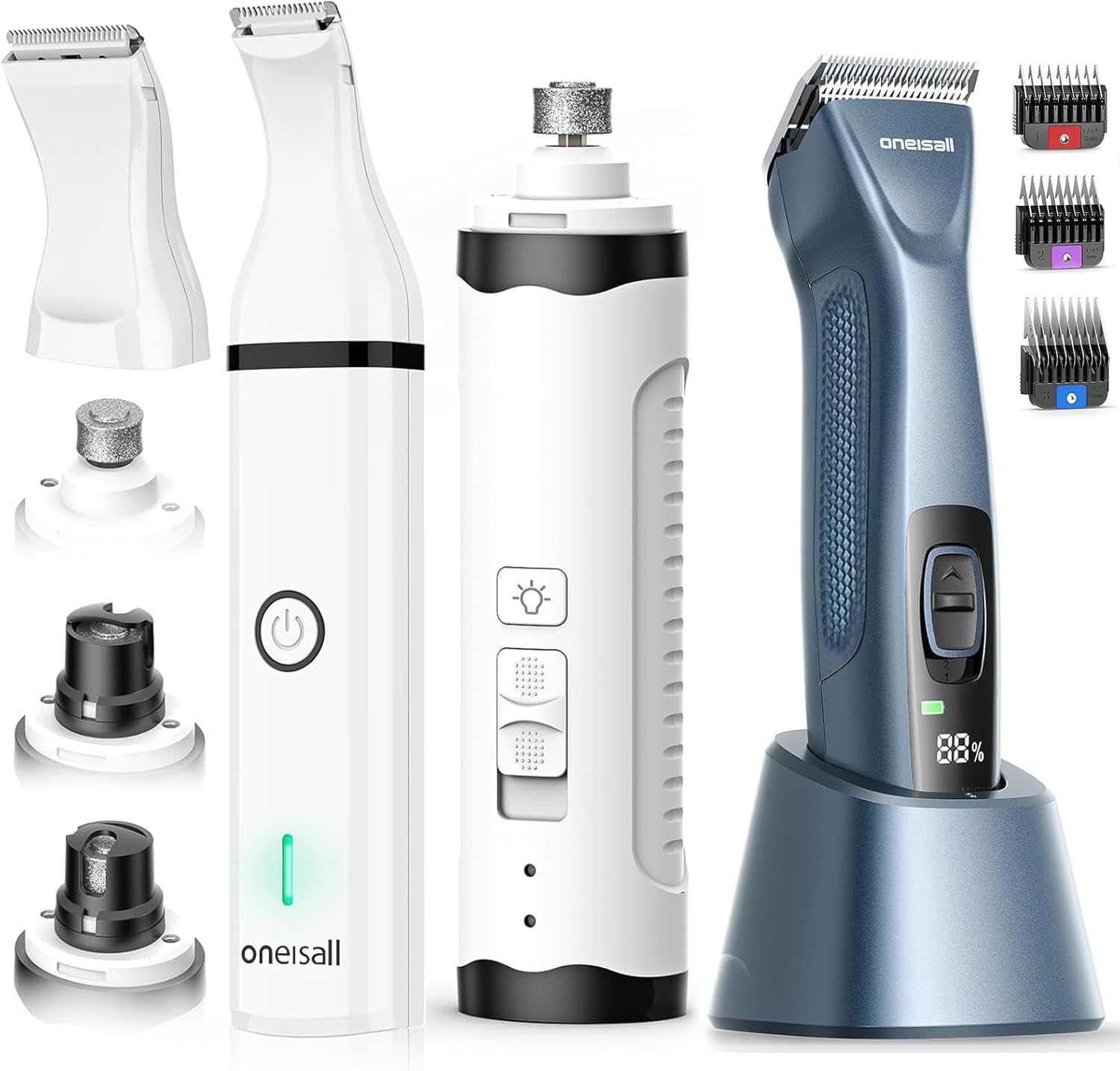 oneisall Grandmaster Pro 1 Cordless Professional Dog Grooming Clippers, Dog Nail Grinder and Paw Trimmer Kit