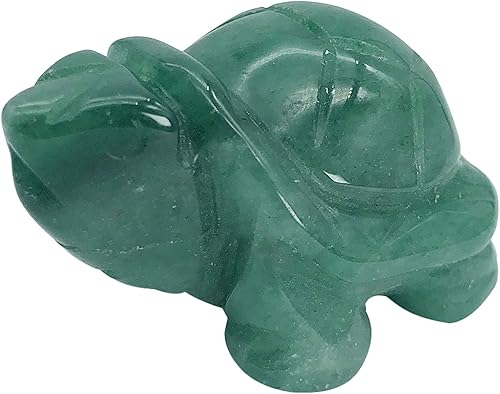 Estatua de animal de tortuga de piedra tallada a mano, escultura de estatua de bolsillo, aventurina verde, 1.5 pulgadas
