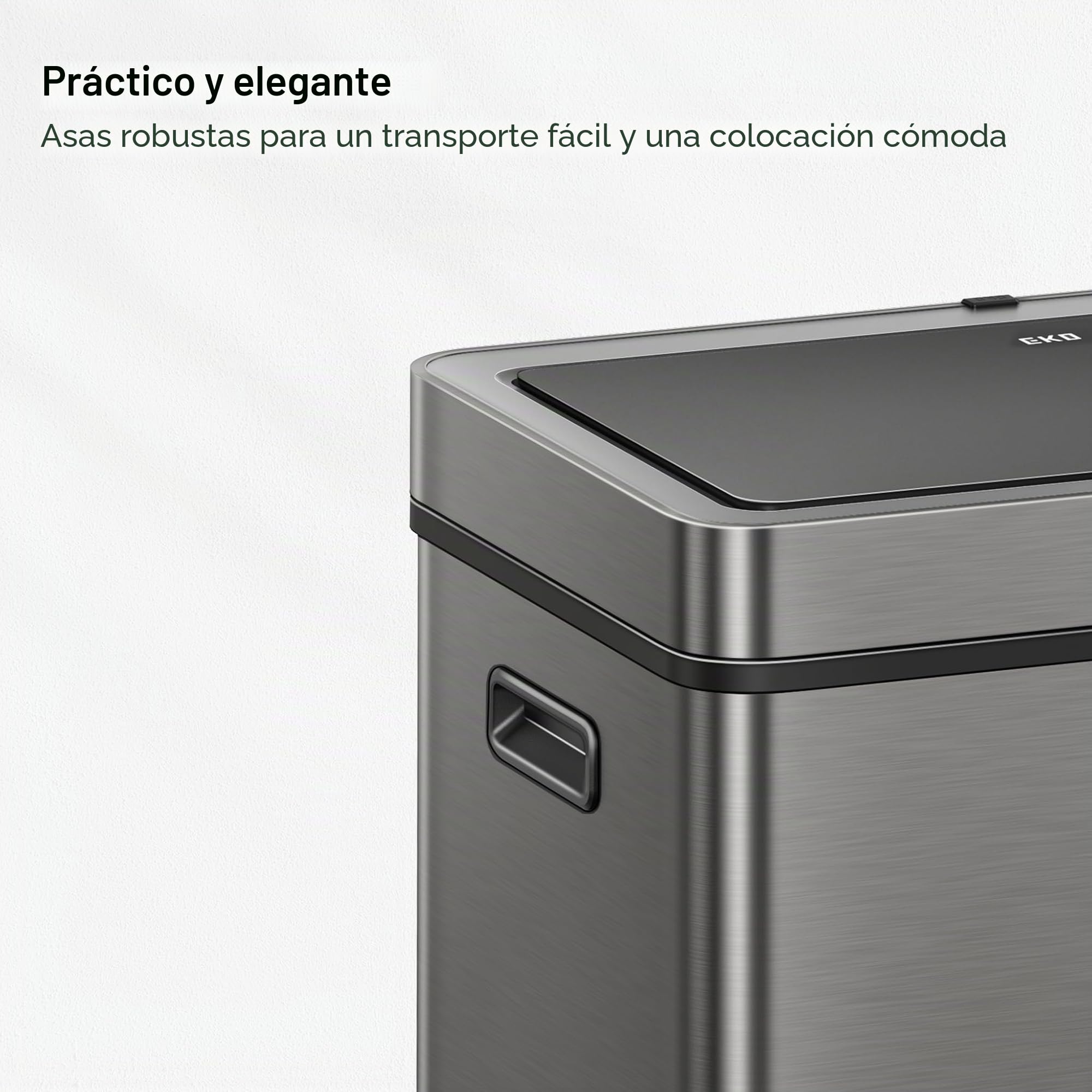 EKO Mirage Plus - Sistema de separación de basura con 3 compartimentos, 2 x 15 L y 30 L, con sensor, 3 cubos interiores de plástico, cubo de basura automático con tapa, cubo de basura grande para