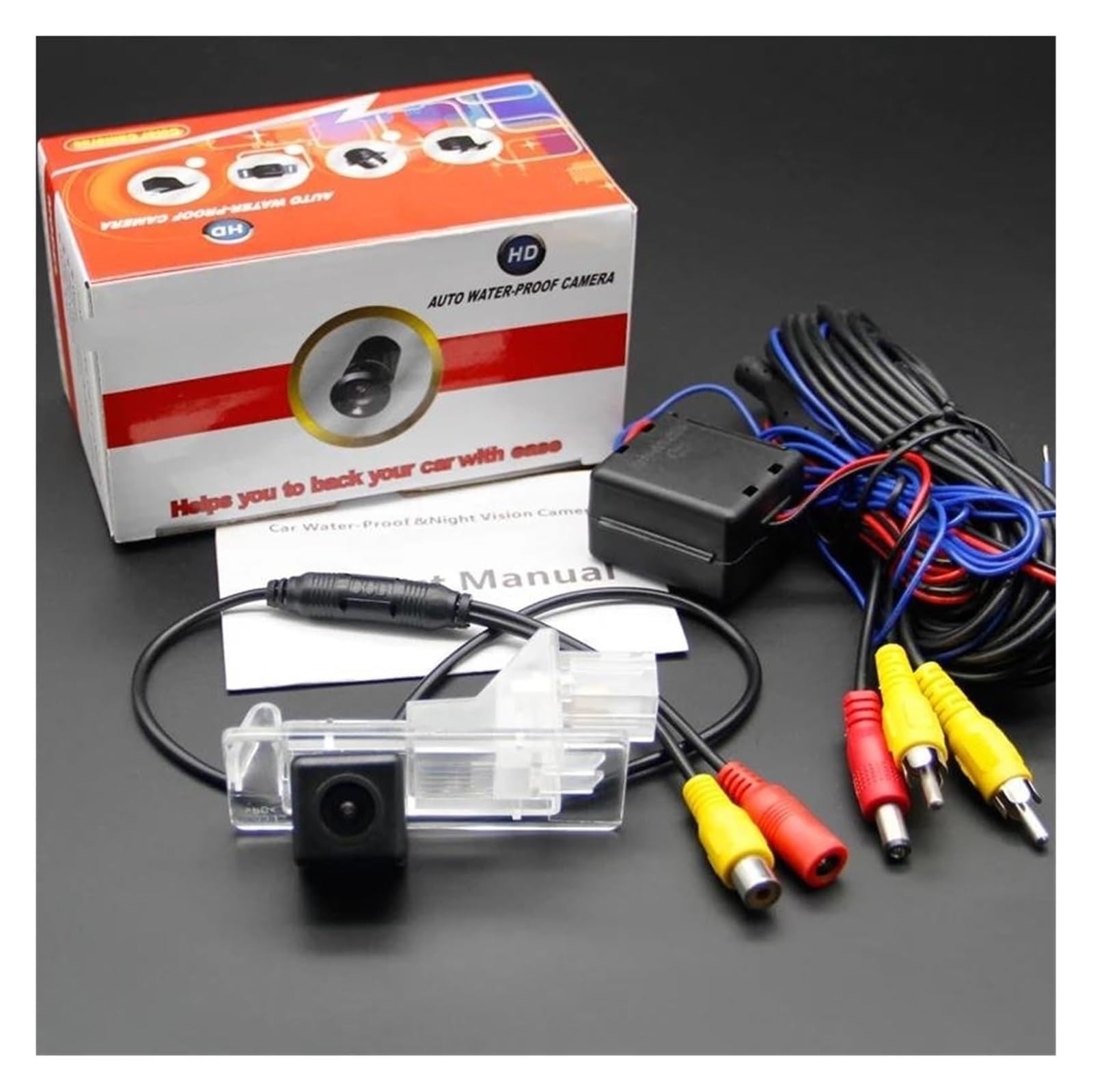Cámara Aparcamiento Trasera para Fluence 2013-2016 para Symbol 2 para Modus AHD CVBS Cámara Estacionamiento para Automóvil Visión Nocturna Trasera Conjunto Inalámbrico Respaldo(Power Relay Set)