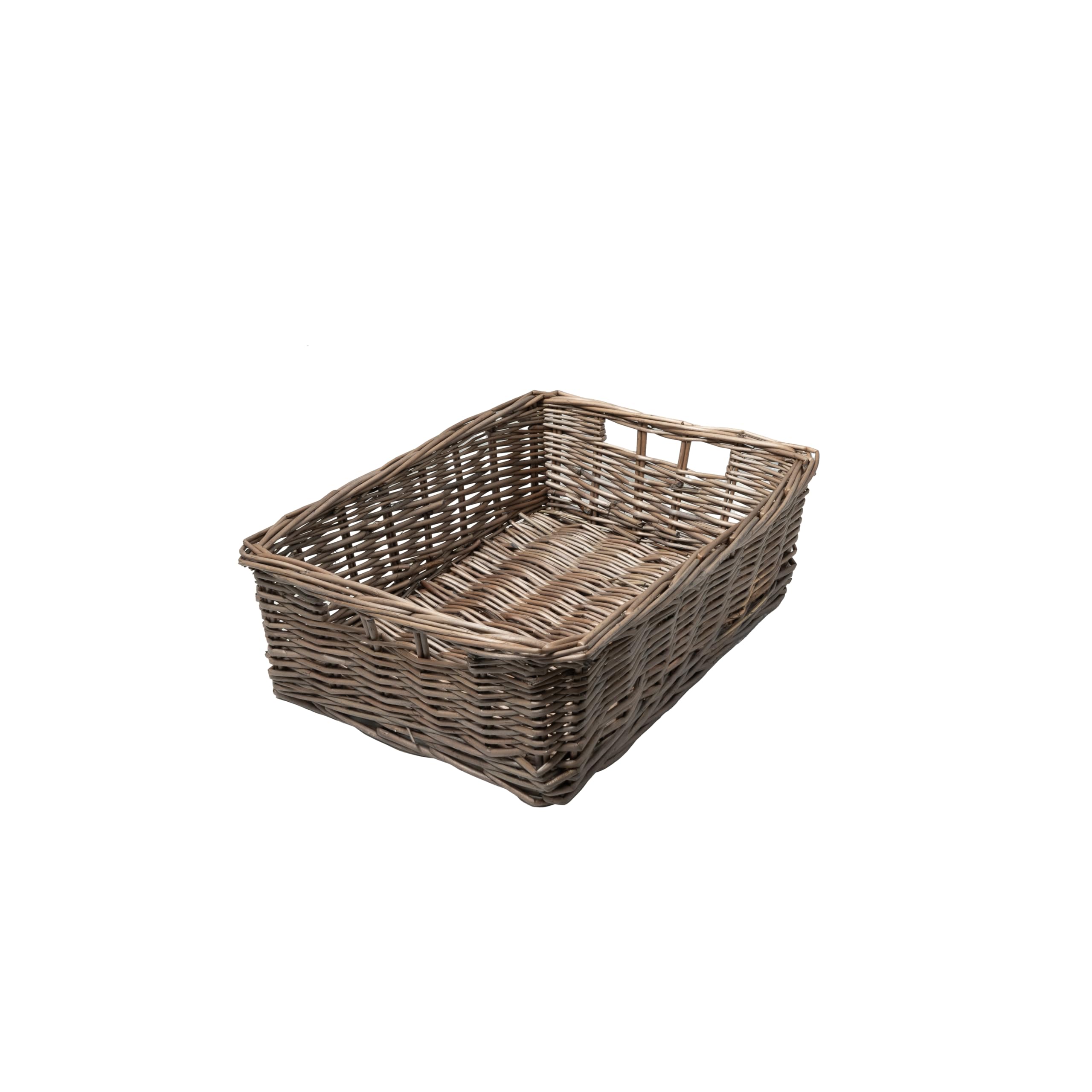 Arthur Cameron - Rectangular Shallow Wicker Storage Tray - Hand-woven by skilled artisans in Northern China, an organiser basket is the perfect home storage solution (Antique Wash, Extra Small)