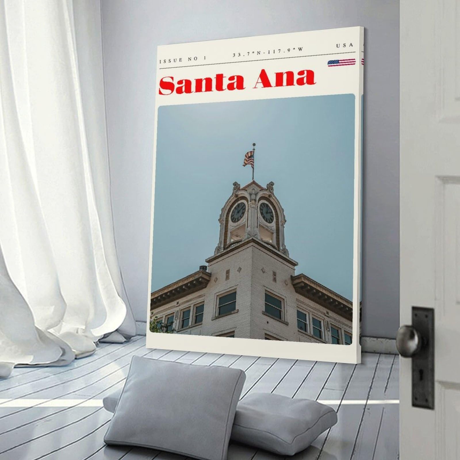 Junmoney Santa Ana California Travel Art Home Decor Wall Art, 12x18inch(30x45cm), for Apartment Walls, Studios Or Work Areas, Wall Decor with Flexible Room Appeal