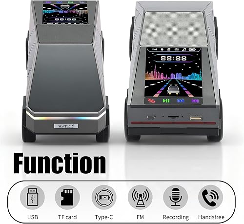 Miniatura 8 de Altavoz de reproducción Bluetooth futurista con pantalla LED, audio portátil de estilo futuro con enlace TWS, radio FM, iluminación LED y micrófono