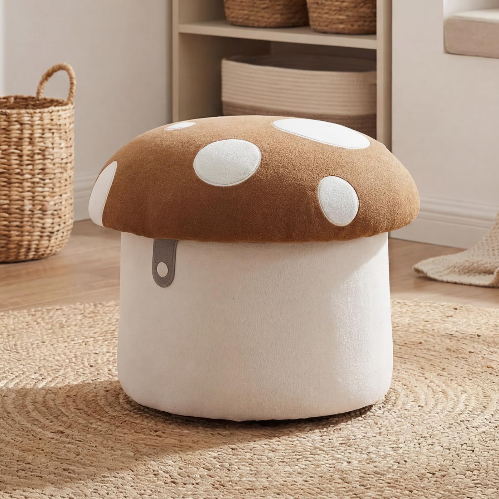 Ya-Home Pouf Contenitore Bambini Puffo Contenitore in Ciniglia, Marrone