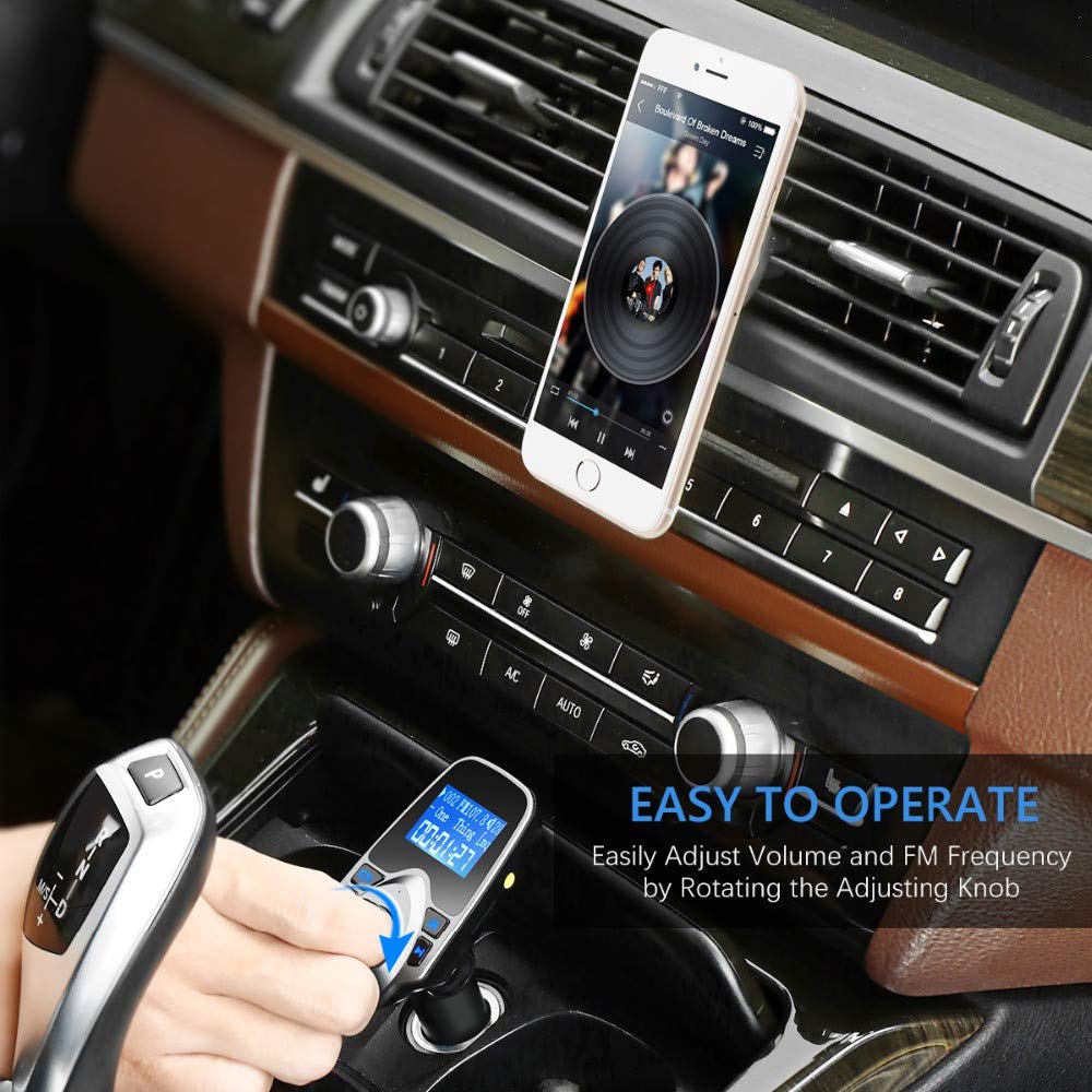 T11 Transmisor FM inalámbrico Bluetooth manos libres kit de coche reproductor MP3 adaptador Bluetooth inalámbrico con doble puerto USB kit de coche
