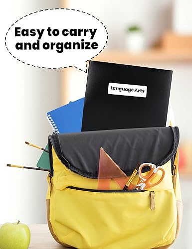 Miniatura 6 de SUNEE Carpetas de 2 bolsillos (paquete de 12 unidades, color negro) carpetas de plástico resistentes con bolsillos, se adaptan a papel tamaño carta