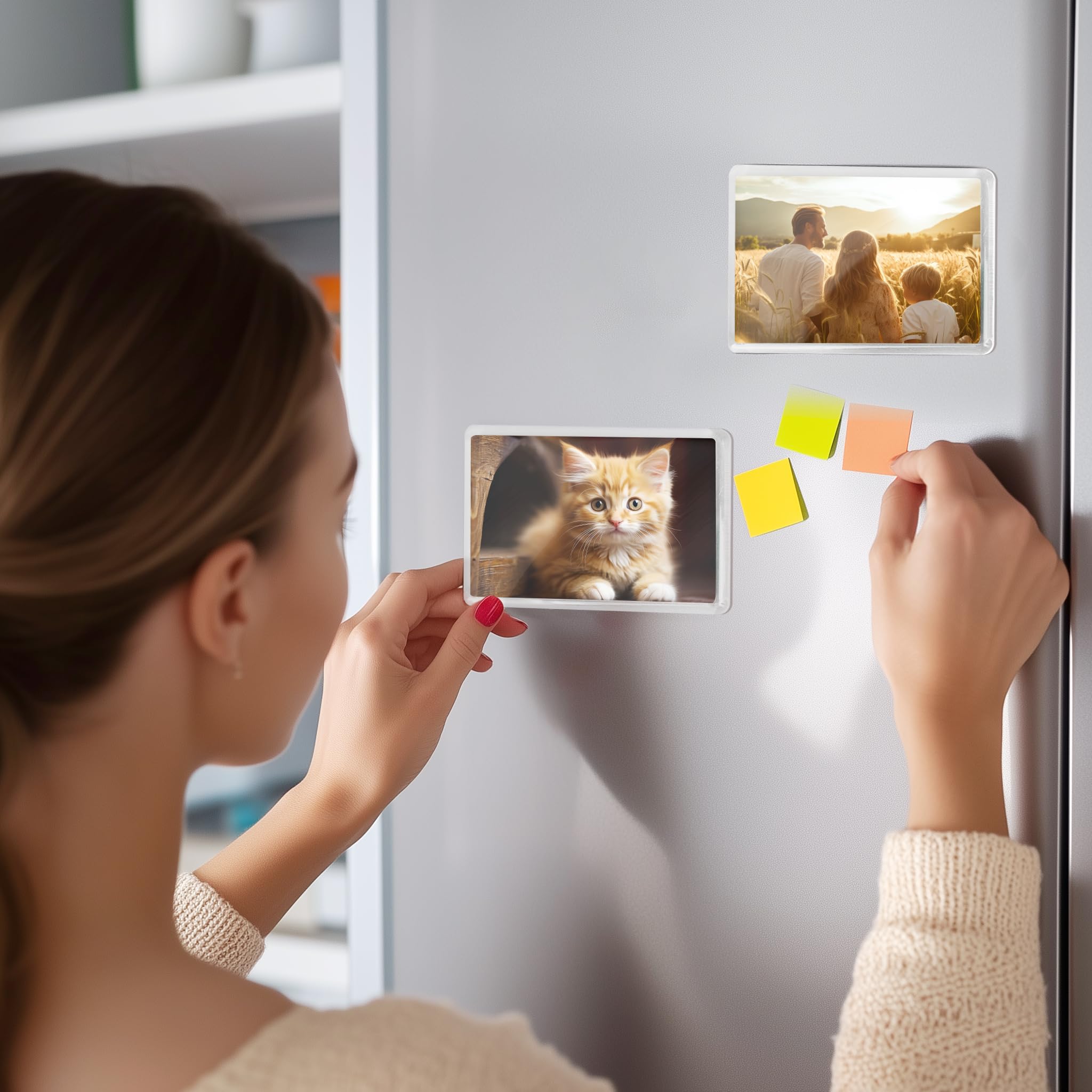 Kurtzy Marco de Fotos en Blanco para Refrigerador (Pack de 100) Marcos Imanes Personalizados Nevera - Fotos 7 x 4,5 cm Portafotos Metacrilato Transparente Fotos Pequeñas, Regalos Familiares y Amigos