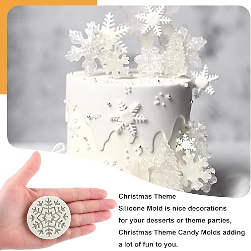 Miniatura 3 de Sijiangmold Moldes de silicona de Navidad, moldes de copo de nieve, mini fondant de Navidad, moldes para pastel de chocolate, dulces, árbol de