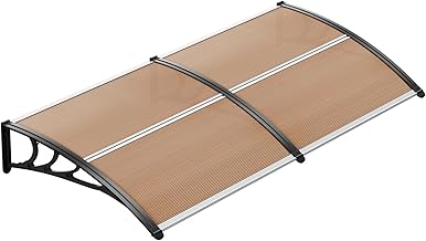 Canopy for Doors, Windows Canopy Cover, 190 x 98.5 cm Arch Desk, Polycarbonate Canopy in Garden, Transparent, Outdoor Sun Protection Against Rain