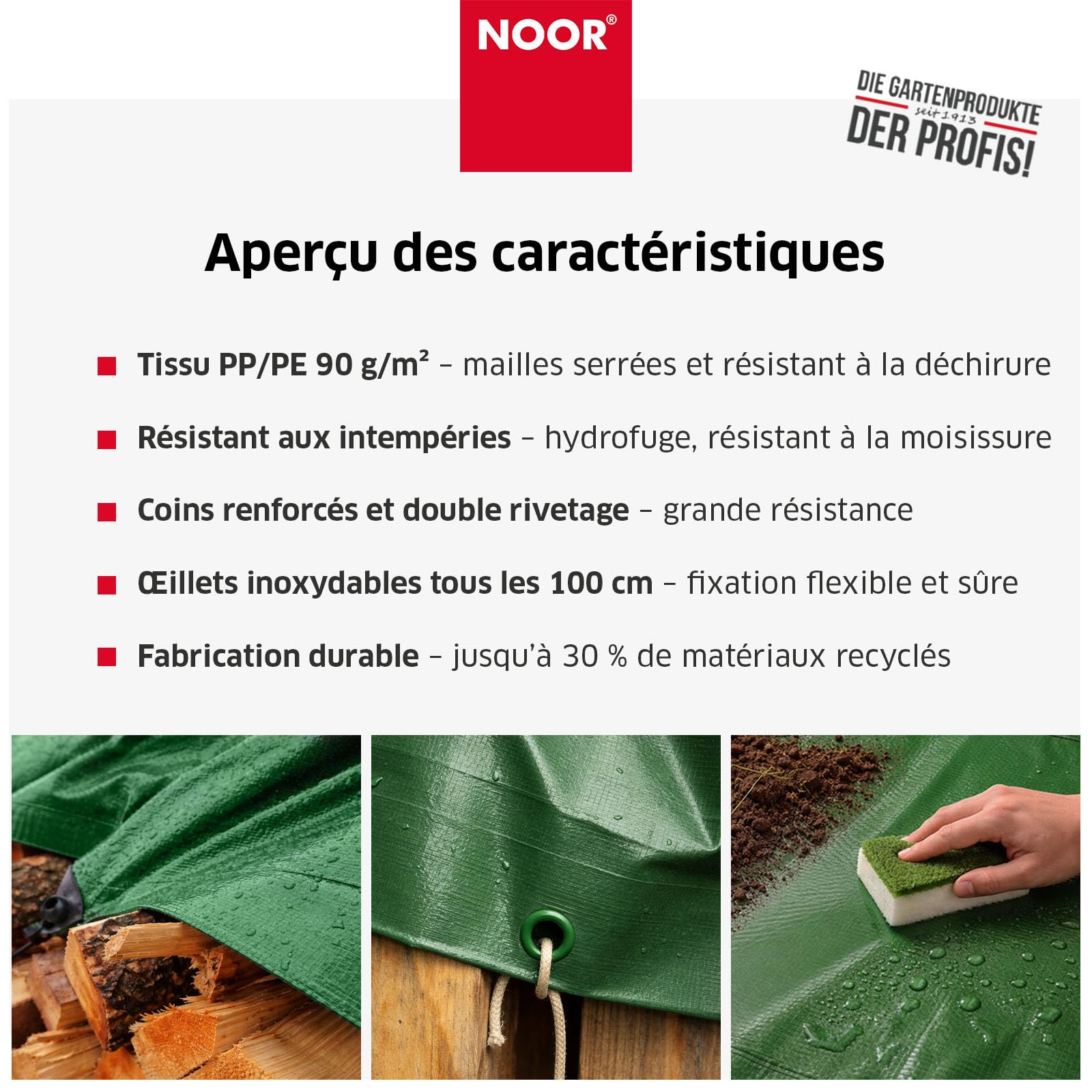 NOOR Bâche de Protection Easy - bâche en Tissu 90 g/m² - Verte 6x8 m