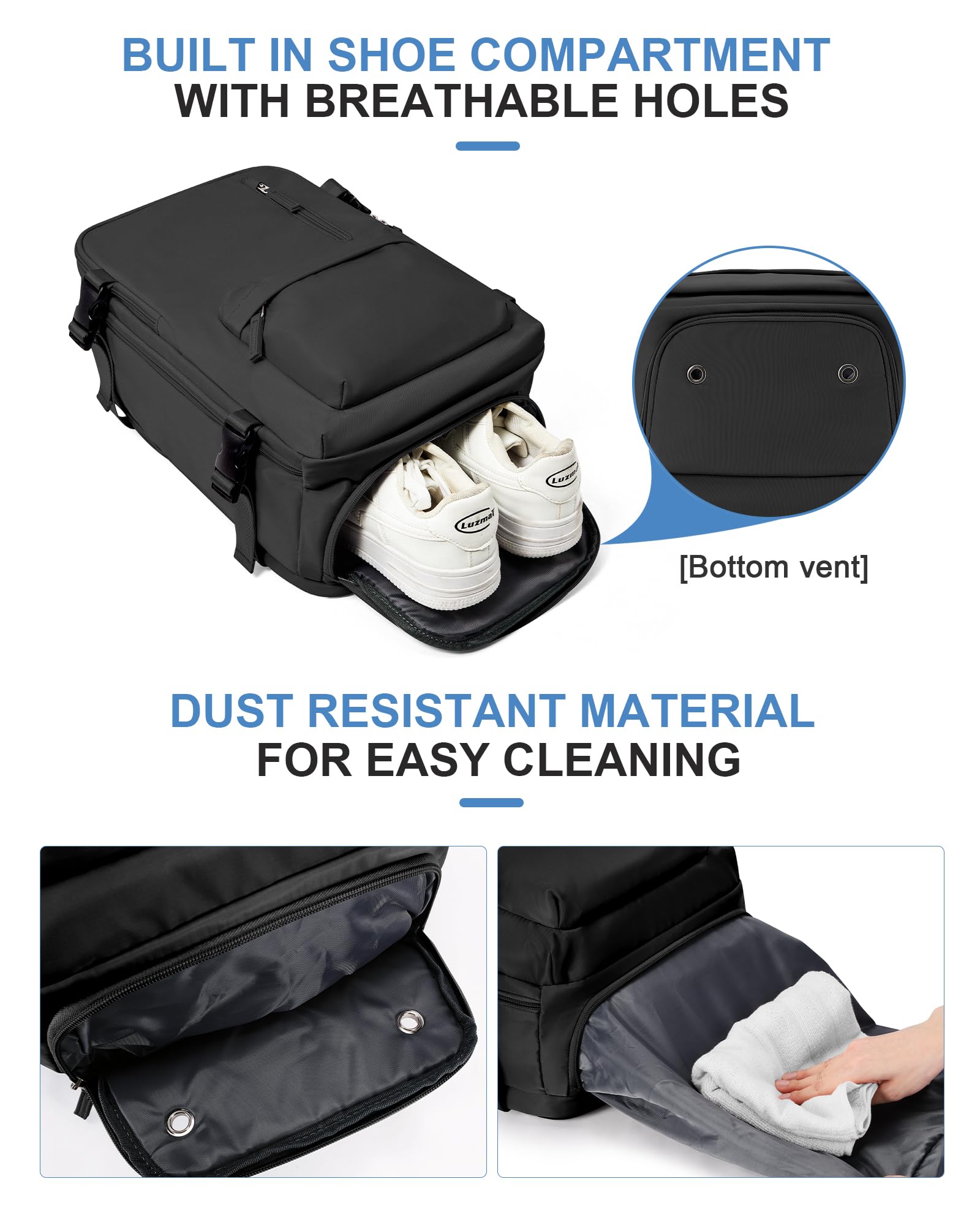 BJLFS Borse da Cabina per Ryanair 40×20×25 Zaino da Viaggio con Sottovuoto Bagaglio a Mano Easyjet 45×36×20,Zaino con sistema di compressione,Zaino Casual per laptop da 14 pollici per scuola