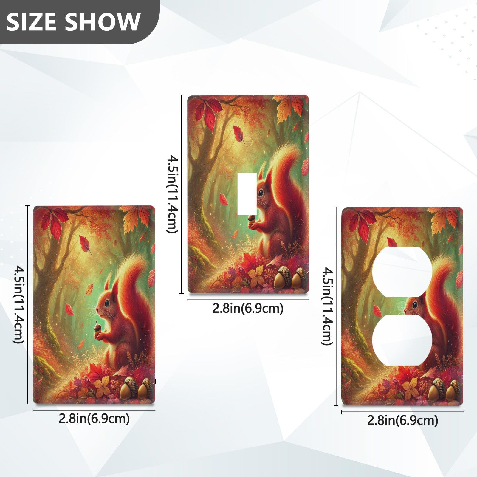 Squirrel Fall Light Switch Cover Decorative Receptacle Outlet Wall Plate Guard Plastic Outlet Covers for Farmhouse Home Decor Livingroom (Duplex Outlets Cover)