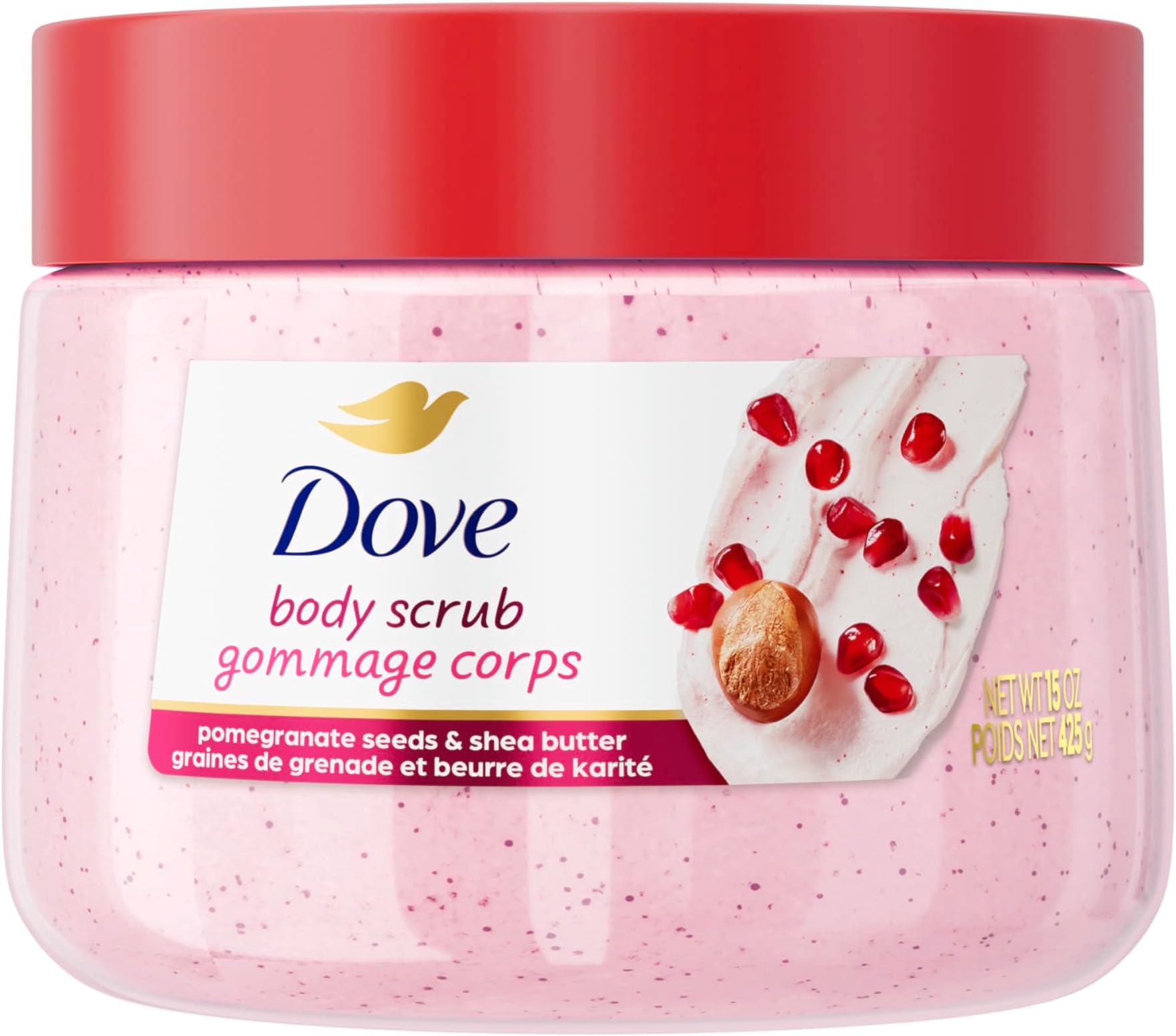 Pomegranate & Shea Butter Body Scrub Exfoliates and Deeply Nourishes for Smooth, Radiant Skin 15 oz