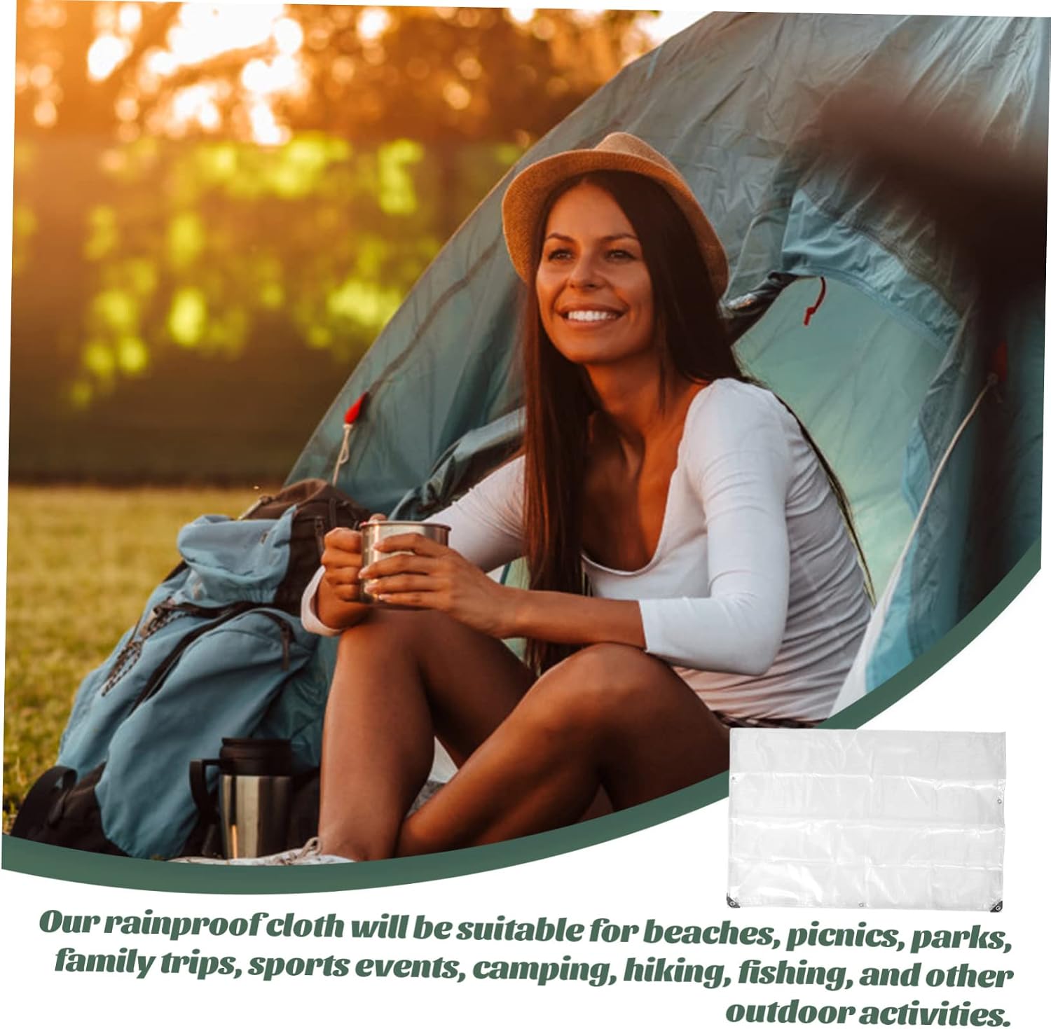 Mikikit Functional Tarp Cover Windproof Camping Tent Tarp Lightweight Outdoor Ground Cloth for Camping Hiking and Gardening Use