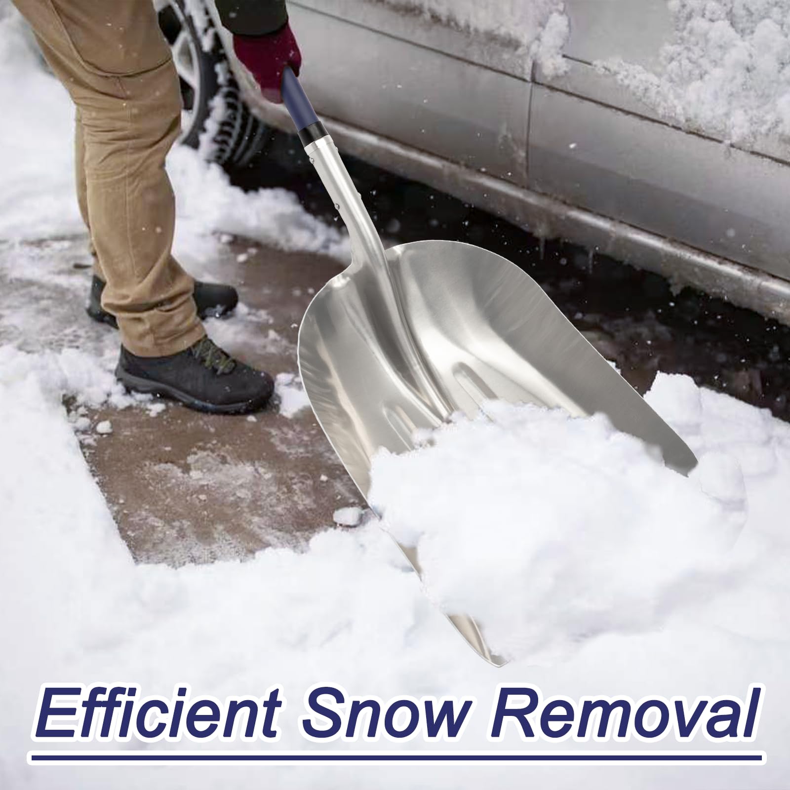 Nohovu Pala de nieve para entrada, pala de nieve de gran capacidad con mango en D, pala de nieve de aluminio para eliminación de nieve, 45 pulgadas
