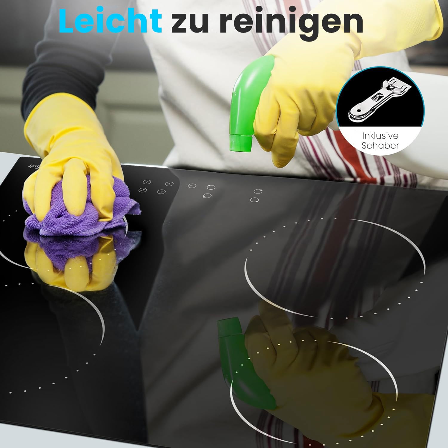 Glaskeramikkochfeld 4 Zonen 60cm 6000W 9 Leistungsstufe Sensor-touch Control Autark verkabelt