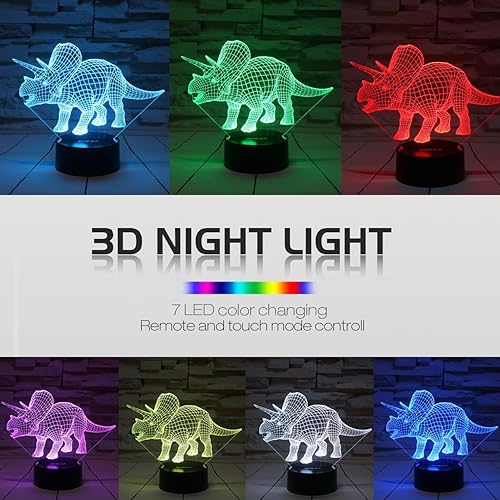 Miniatura 2 de ZOKEA Luces nocturnas para niños dinosaurio luz nocturna 3D lámpara de noche 7 colores cambiantes con control remoto el mejor regalo de cumpleaños