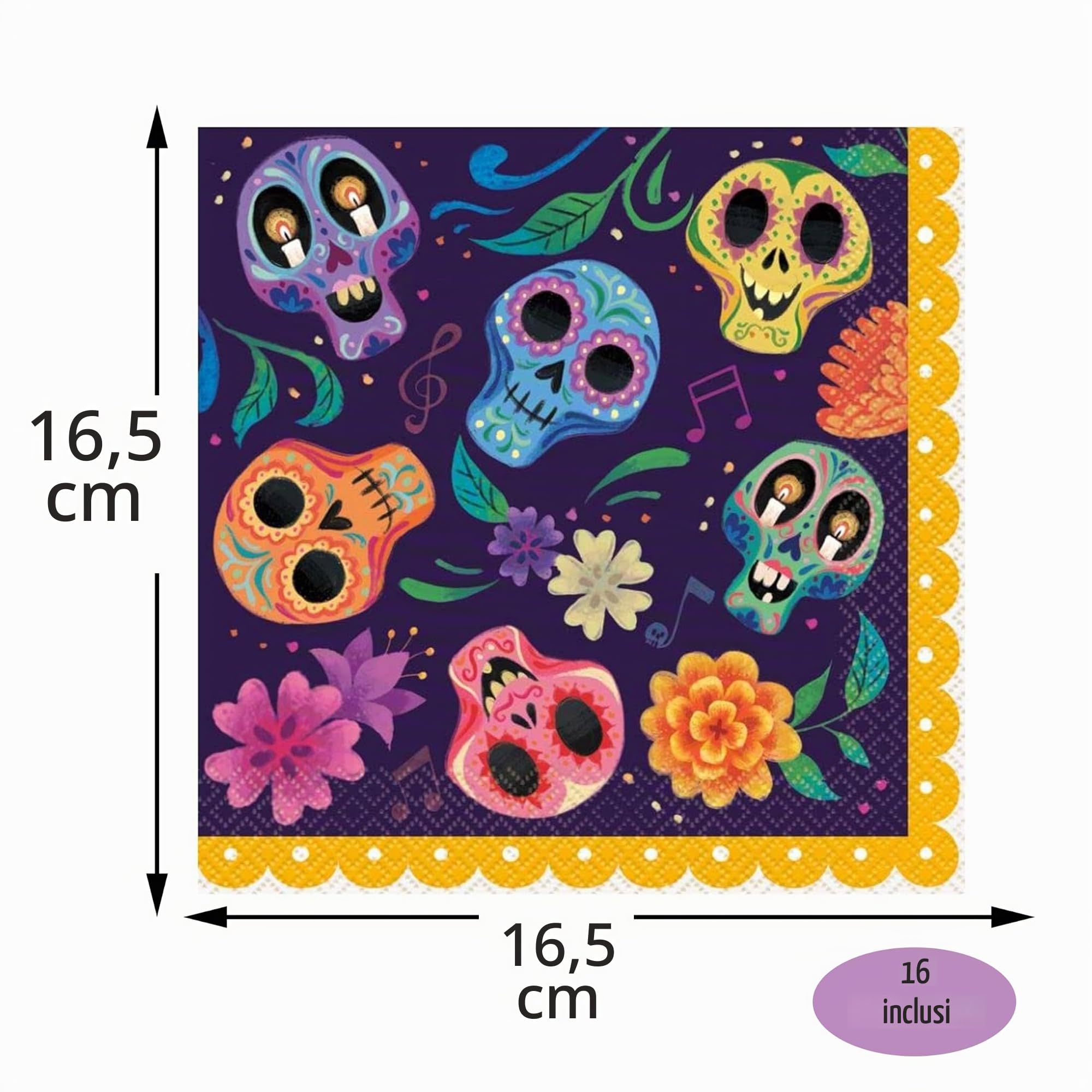 Unique Disney Coco Party Supplies Pack Serves 16: 9" Plates Luncheon Napkins Cups and Table Cover with Birthday Candles (Bundle for 16)