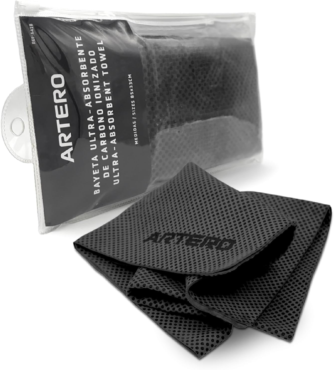 Samba. Ionized Carbon Ultra-Absorbent Towel. Capable of reducing Drying time by 50%.