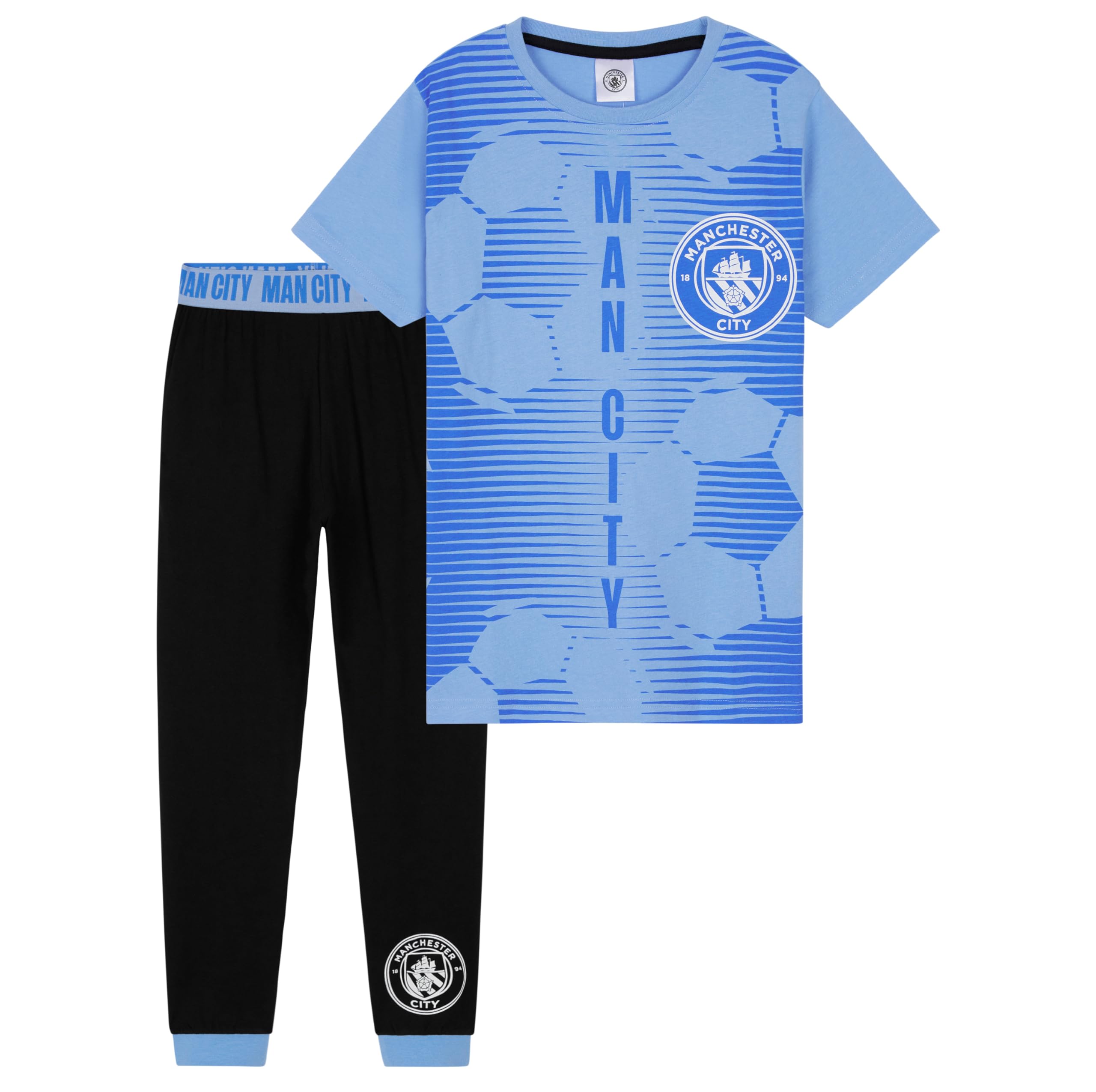 MANCHESTER CITYFC Boys Pyjamas Set - Nightwear PJs for Kids Teenagers Loungewear 5-14 Years - Football Gifts for Boys