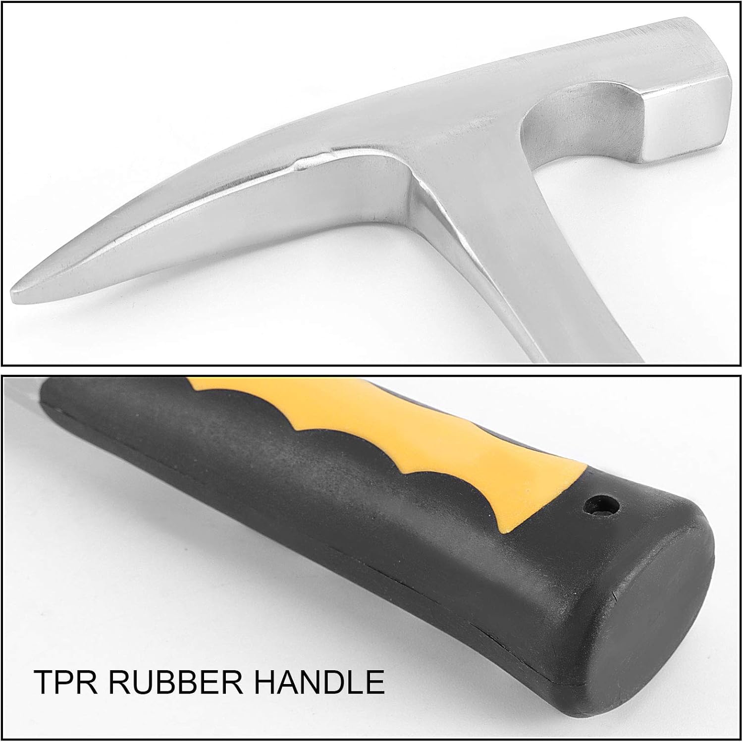 2 PCS 32 Oz 12 Inch Rock Pick Hammer, Geology Hammer with Pointed Tip and Skid Handle, Masonry Hammer for Geological Study, Prospecting, Mining